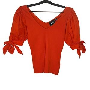 Women's Red Puff Sleeve Top